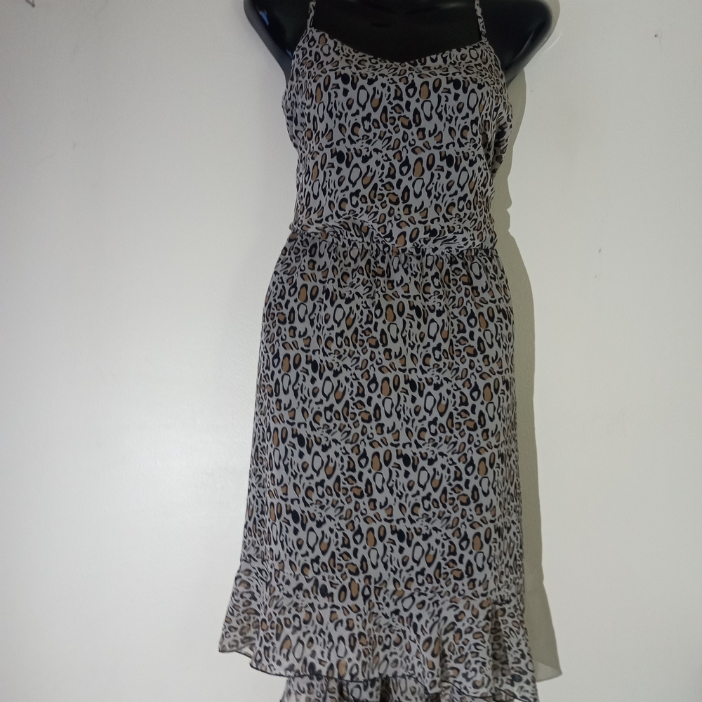 Leopard Print Slip Dress in Beige and Brown